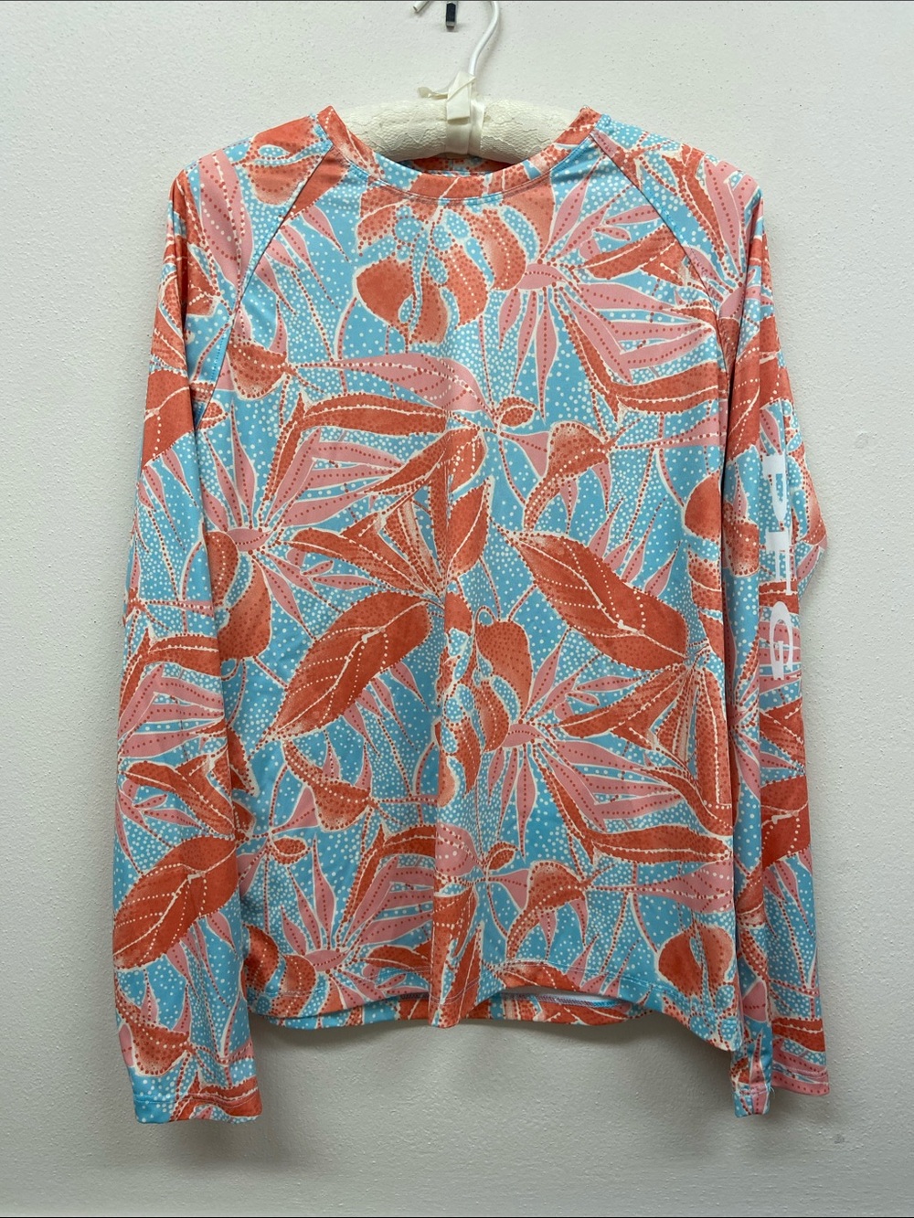 Columbia Omni-Shade Printed Sun Protection Top - Coral, Sky Blue & Pink